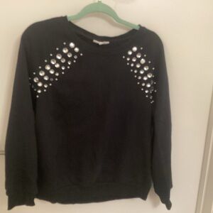 Charter Club Black Sweatshirt with “Crystal “ Accents